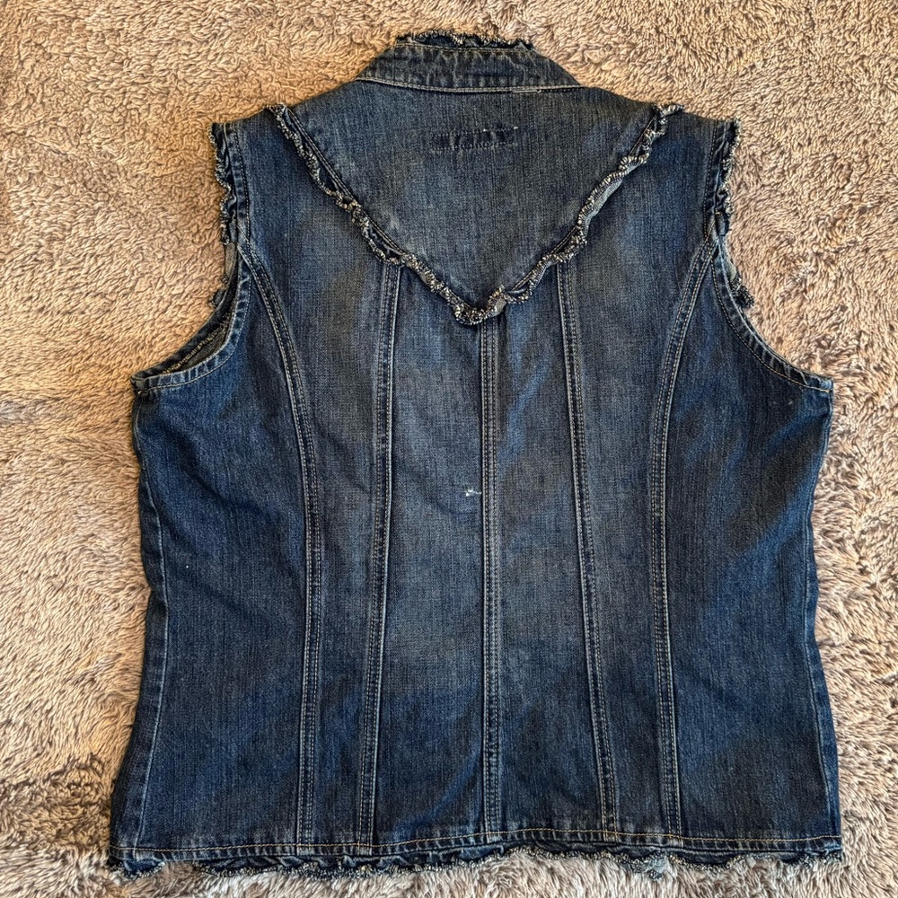 Ruffled Denim Button Down Vest - image 5